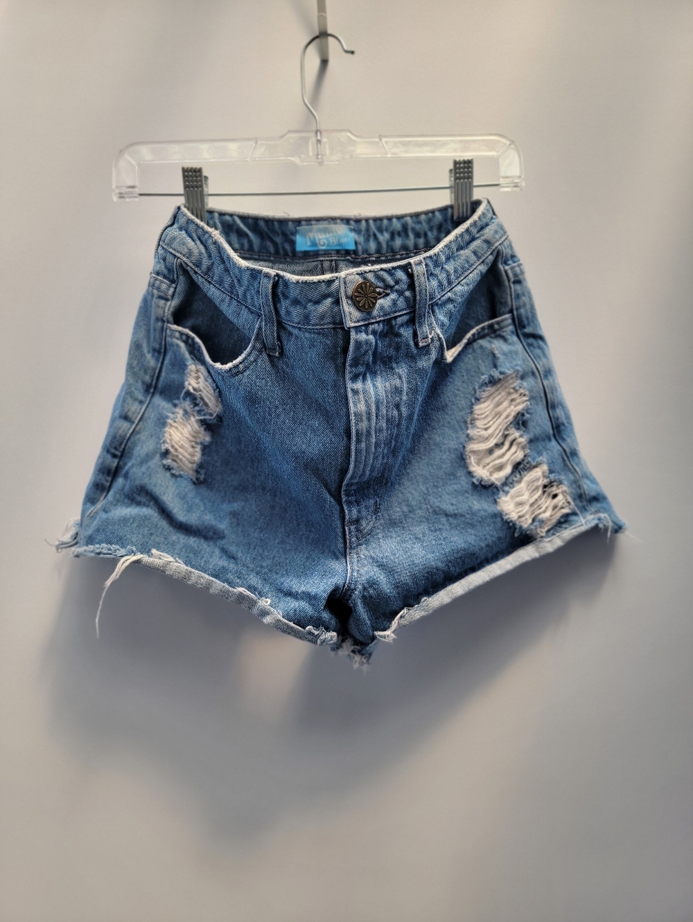 Show Me Your Mumu Blue Arizona High Waisted Shorts Size 25 Blue Rainbow Pockets - Picture 7 of 13